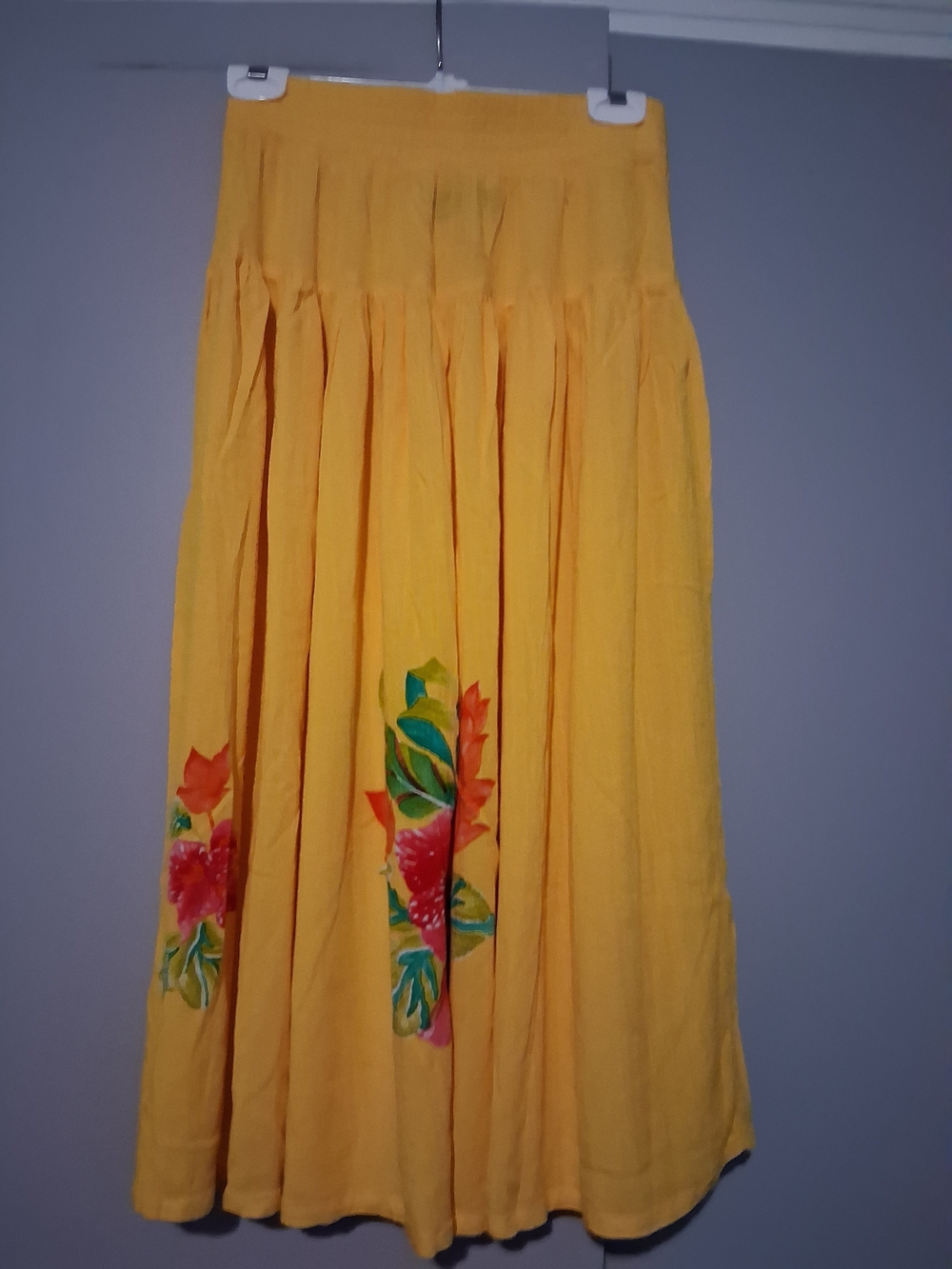 Carole Little Yellow Midi Skirt with Floral Accents